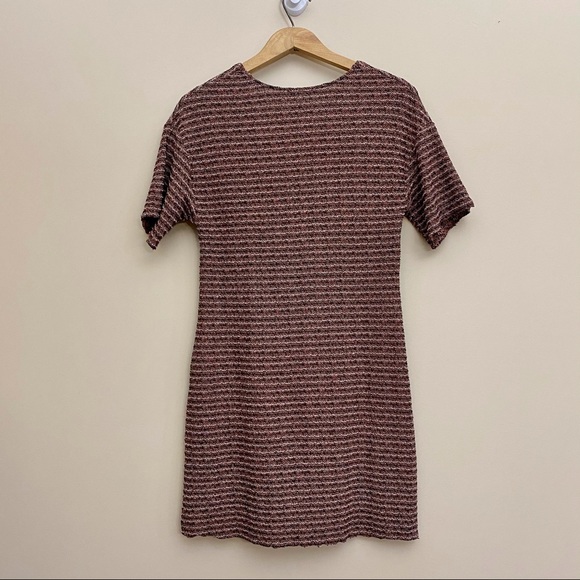 ZARA TRF Tweed Knit Striped Short Sleeve Mini Dress Women’s Small - Picture 4 of 8